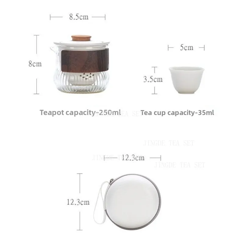 1 Pot and 2 Cups of Black Pottery Portable Tea Set for Storage and Travel Ceramic Quick Cup Set Chinese Drinking Utensils