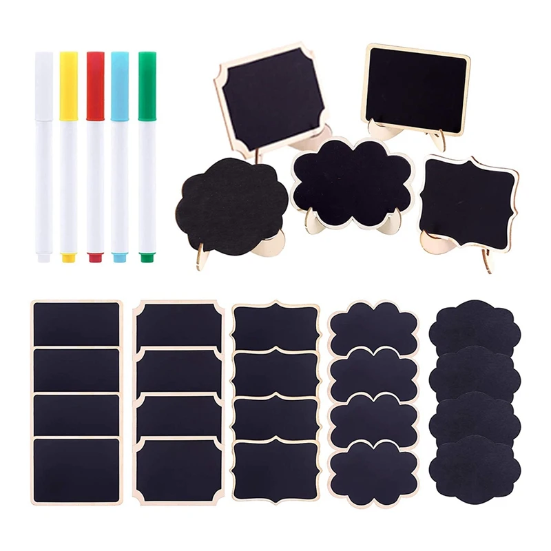 30Pcs Mini Chalkboard Sign Food Labels for Party Buffet, Wooden Small