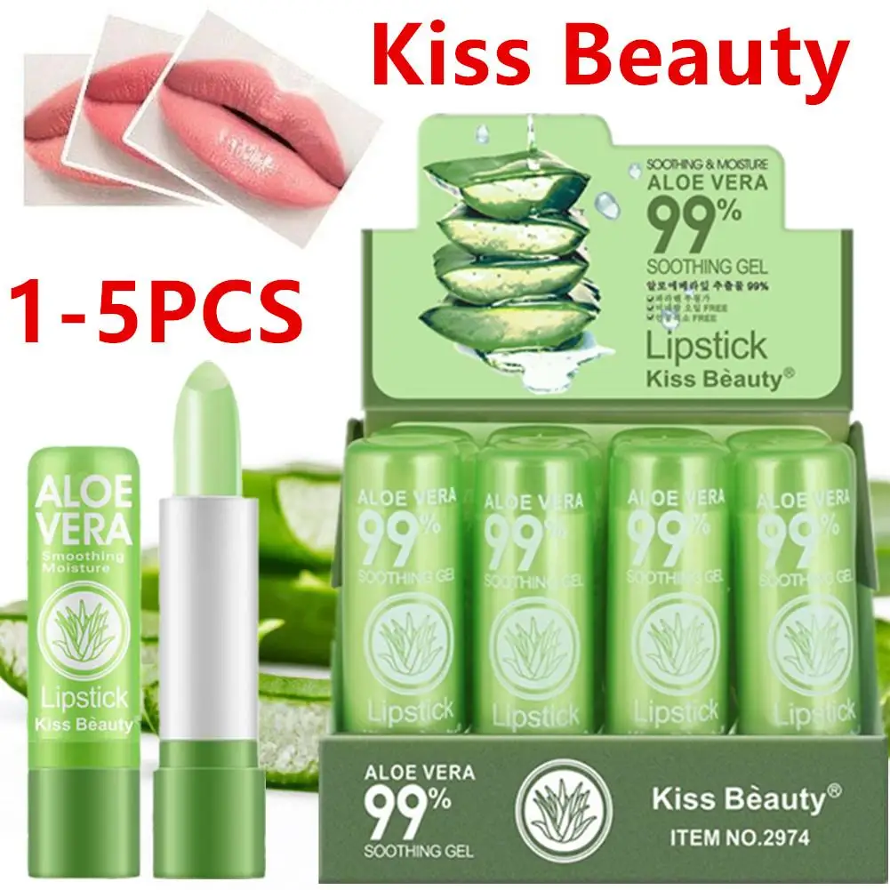 aloe vera nourishing lip oil honey hydrating moisturizing reduce lip lines lip balm color change lipstick makeup lip skincare Lot Waterproof Color Changing Lipstick Long Lasting Not Easy To Fade Aloe Vera Lipstick Moisturizing Color Nourishing Lip Balm