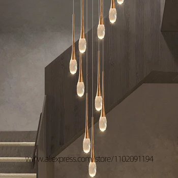 새로운 LED 샹들리에 현대 거실 샹들리에 침실 램프 및 랜턴 식당 식당 빌라 실내 조명 광택 쇼룸 램프 디자이너 크리스탈 계단 샹들리에 매달려 와이어 매달려 긴 샹들리에 샹들리에 식탁조명 주방등 펜던트조명 천장조명 펜던트 조명 거실조명 조명등 인테리어조명 테이블조명