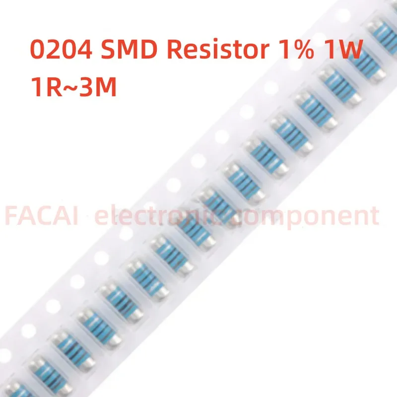 50pcs 0204 SMD Resistor 1R~3M Color Ring Chip Wafer Resistance 1% 1R 2R 4.7R 10R 220 1K 2K 4.7K 10K 22K 1M 3M Ohm Cylindrical