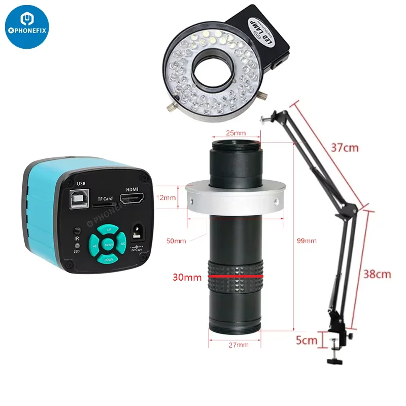 顕微鏡キット 4K 48MP USB 1080P 産業用デジタルビデオ顕微鏡カメラ