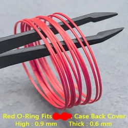 Set of Red Waterproof Gasket Rings (25 - 40mm Diameter) for Watch Case Back Cover (29x0.9x0.6mm)