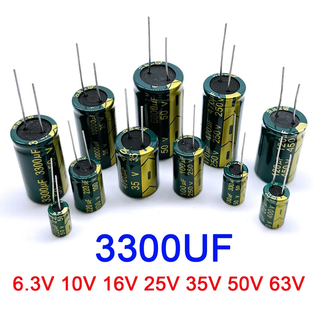 3300UF 6.3V 10V 16V 25V 35V 50V 63V High Frequency Low ESR Aluminum Capacitor 20% High Frequency Electrolytic