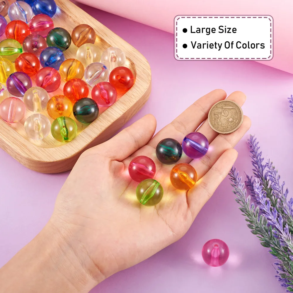 90Pcs 20x19mm Transparent Acrylic Beads Round Loose Spacer Beads For Jewelry Making DIY Bracelets Earrings Accessories