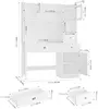Computer Desk with Hutch, White Desk with Drawers and Power Outlet, Study Desk, Writing Desk with 3 Doors and 3 Drawers, Combina 2