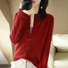 Women's Cardigan Sweater O-neck Spring And Autumn Knitted Cashmere Cardigan Solid Color Single Breasted Women's Basic Top 2024 5