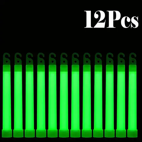 6/12PCS LED Glow Stick with Hook 6 inch Fluorescence Light Glow Sticks for Hiking Camping Outdoor Emergency Concert Party Light - Image 8
