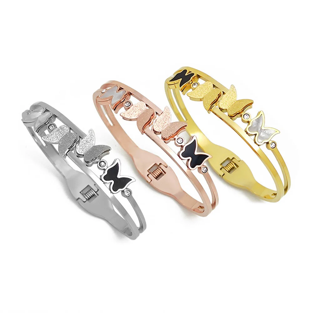High-grade frosted butterfly bracelet, silver gold-plated women's bracelet shell, oil-drip double-layer spring bracelet 4