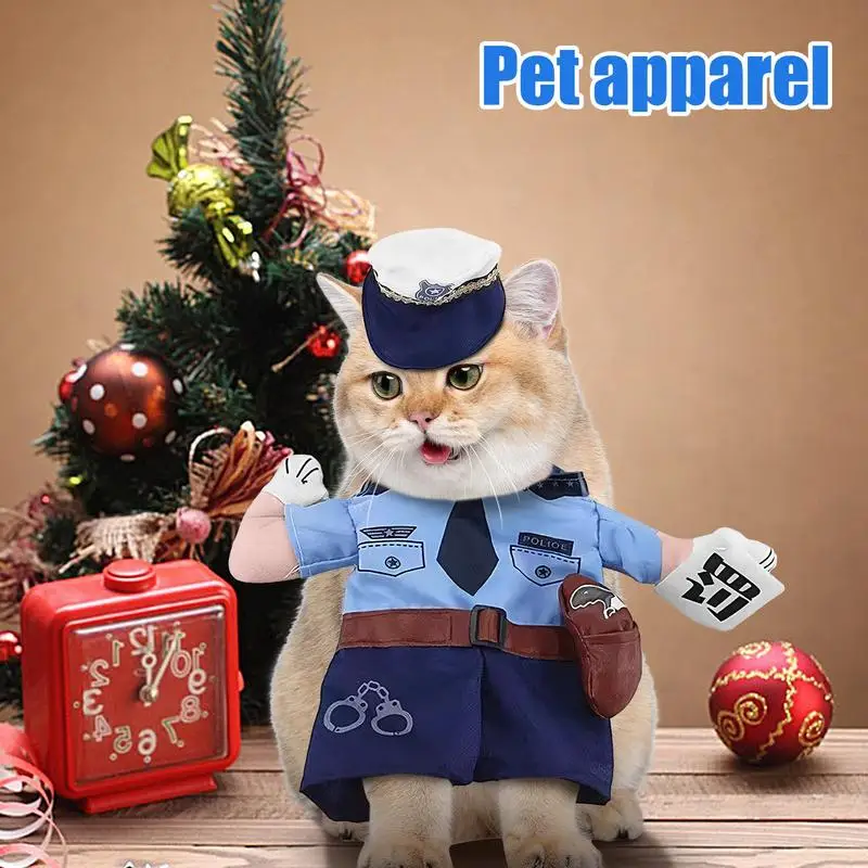 

Униформа для кошек, костюм полицейского с шляпой, костюм для ролевых игр, униформа для щенков, униформа для собак, одежда для домашних животных