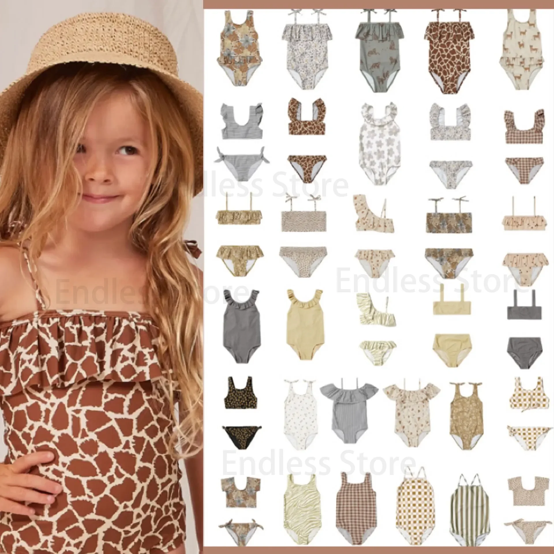 Rc Kids Girls 1-12Y Costumi Da Bagno Floreali Designer Di Marca Bambini Ragazze Hawaii Costumi Da Bagno Vacanza Al Mare Siamesi 24 Vestiti