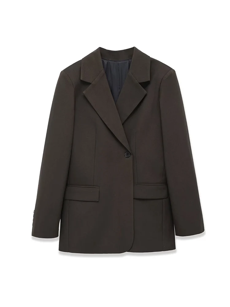 Women Elegant Suit Coat Fashion Slim Fit Pocket Blazer Office Ladies Chic Single Button Casual Solid Color Suit Spring New
