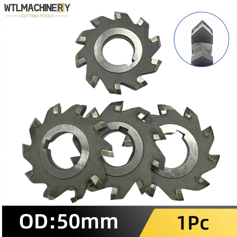 1Pc OD:50mm Carbide Double Angle Milling Cutter V Shape Slot Trapezoid Slot