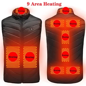 9Areas Heated Vest Men Women Heated Jacket Winter Usb Heating Vest Self Heating Thermal Vest Heating Down Jacket Warmte Vest 5