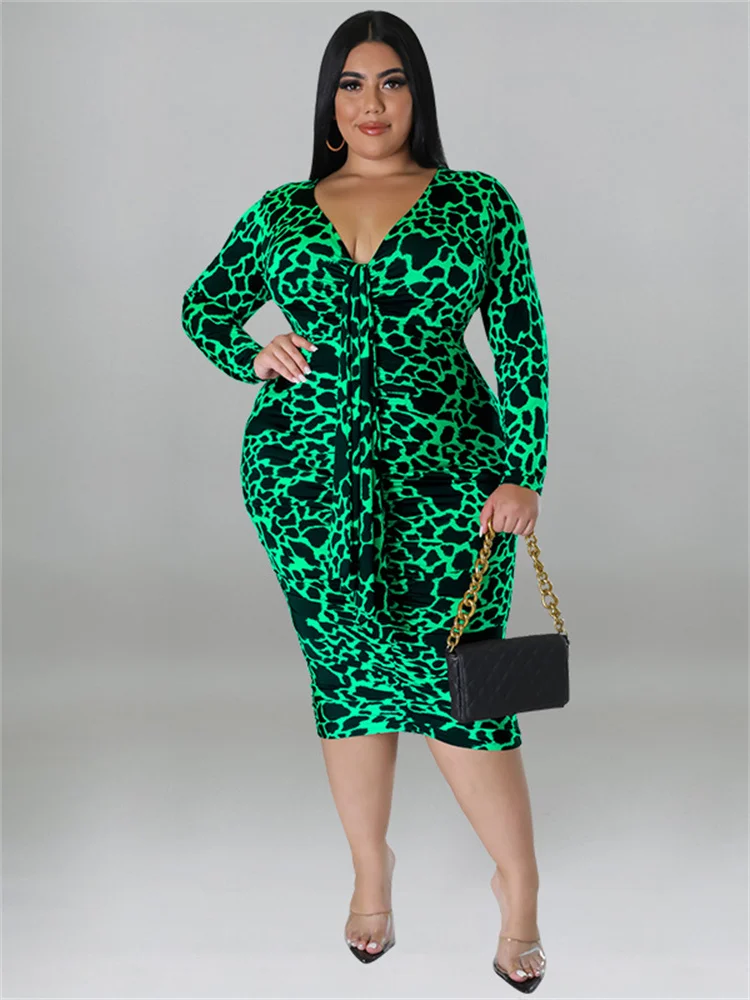 Wmstar Plus Size Dresses Party Bodycon Women Clothes Long Sleeve Sexy Maxi Dress Office Lady Elegant 2022 Wholesale Dropshipping