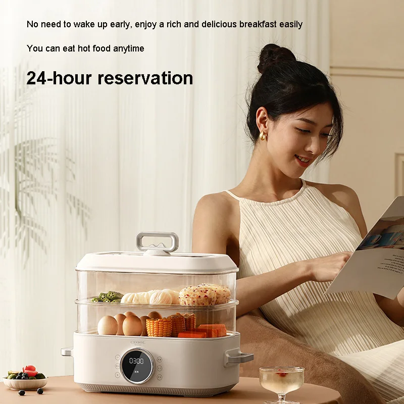Multi Function Electric Steamer Household Bookable And Scheduled Auto Heat Preservation Electric Cooking Pot With Steamer Grid  3