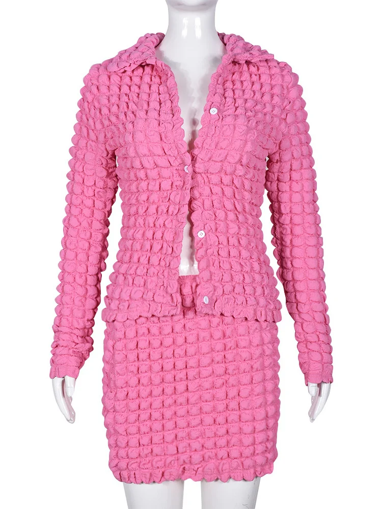 Fall Outfits Spring Streetwear Y2K Pink Dress 2 Two Piece