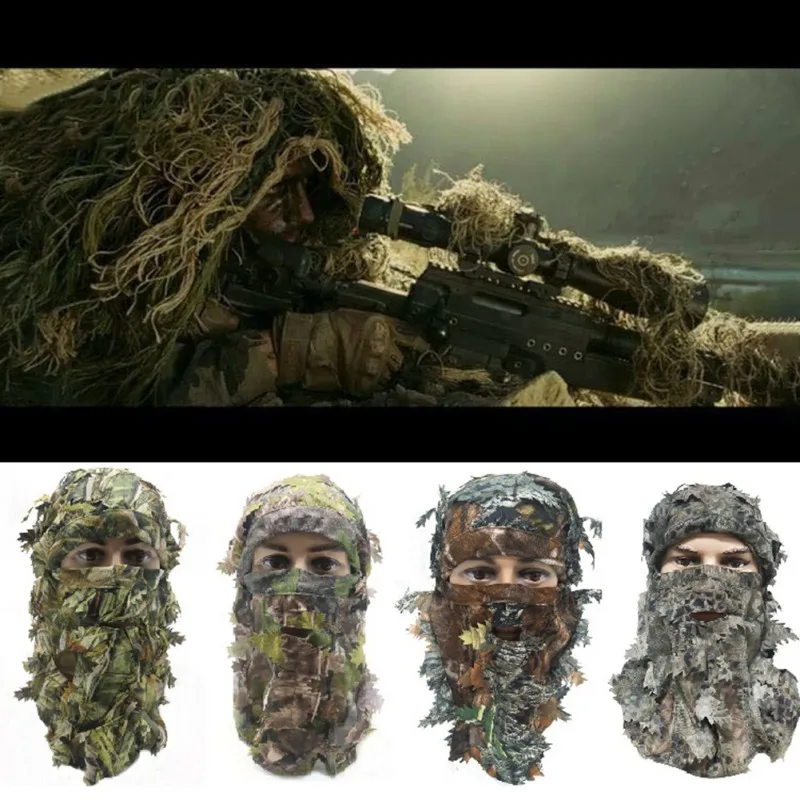 Camouflage Mask Outdoor Hunting Training 3D Leaf Mask Cap Woods Paintball Pigeon Shooting hunting accessories