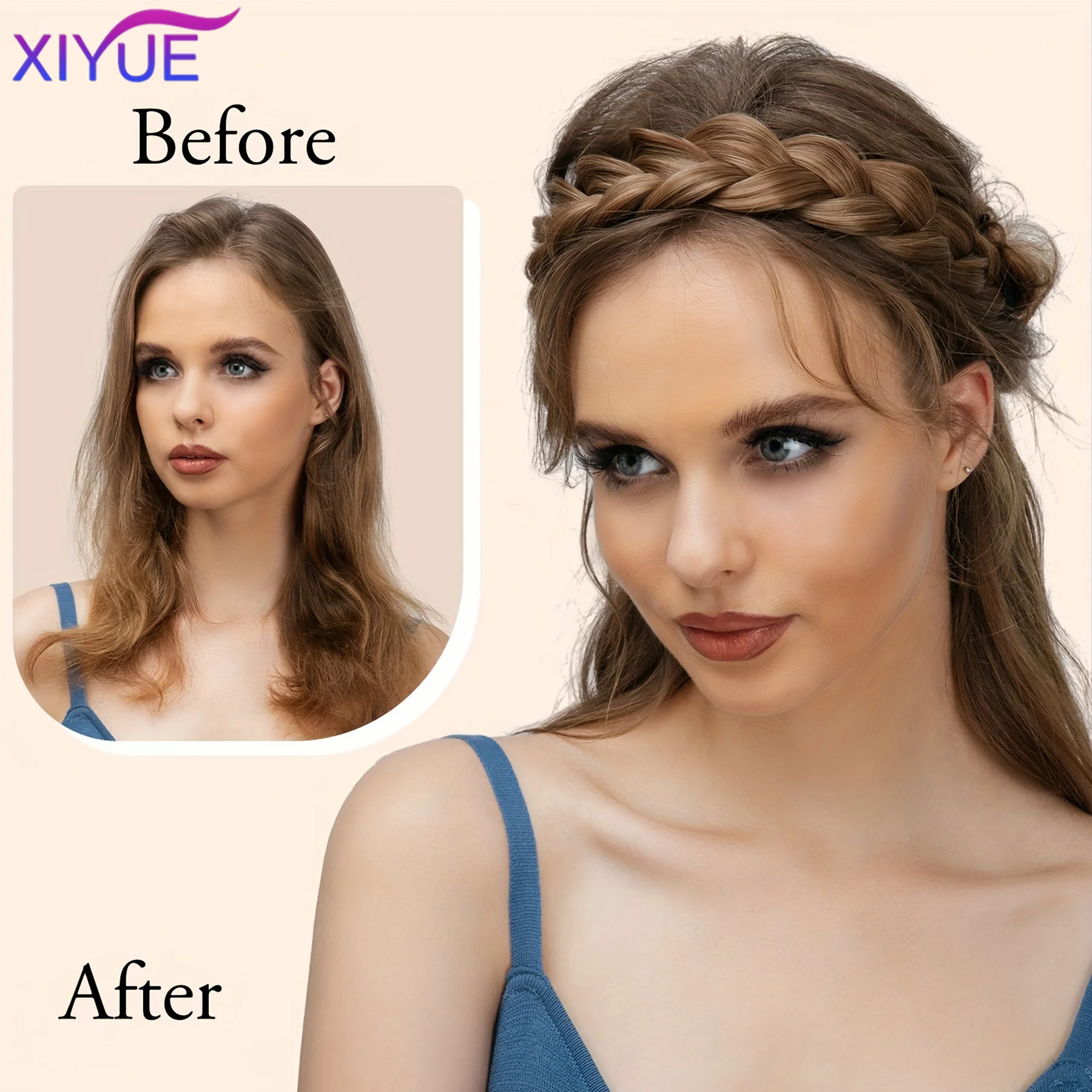 XIYUE S-noilite Synthetic Fishbone Braids Twist Elastic Hair Headband With Adjustable Belt Woman Hair Style Braided Headband Hai