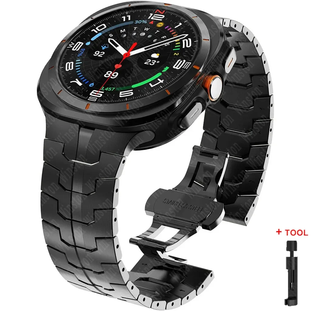 Heavy-Duty Armor Metal Watch Strap, Adjustable Stainless Steel Bracelet