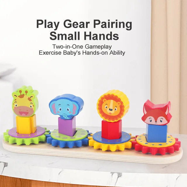 Montessori Gear Toys Toddler Puzzles Shape Sorting Matching Gear Game For Boys Girls Learning Colors 2