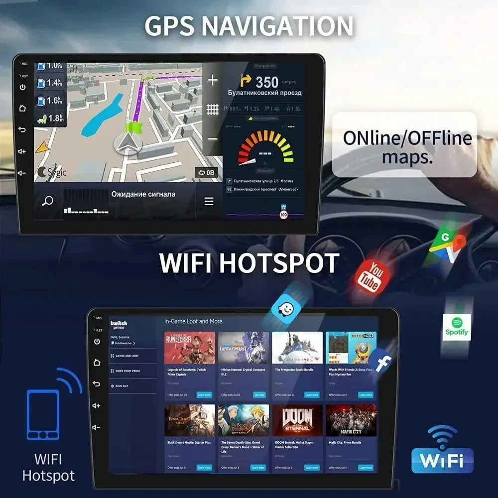 Android Car Navigation System with CarPlay and Android Auto