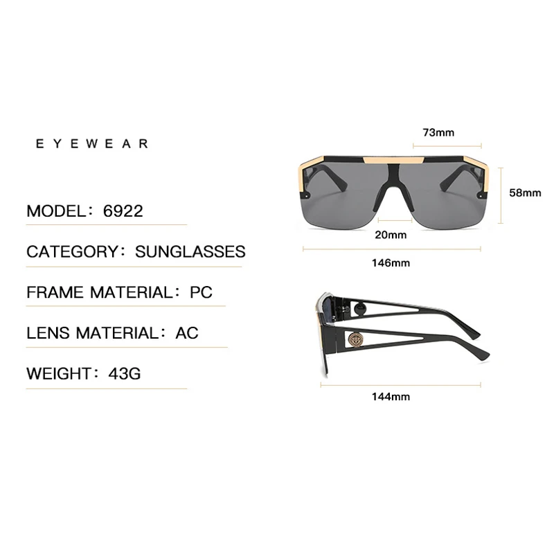 Lion Head Big Frame Sunglasses for Female