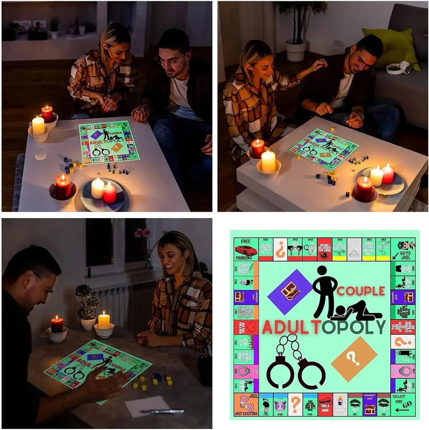 AdultOpoly Francais, Couple AdultOpoly en Francais, Jeu Adulte Couple, Couple Board Game, Couples Adultopoly Date Night Game
