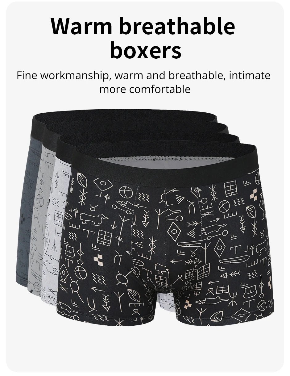 4/10-teiliges Set europäischer und amerikanischer modischer bedruckter Boxershorts für Herren, lockere, übergroße Unterwäsche mit elastischer Taille, kurz – Detail 4