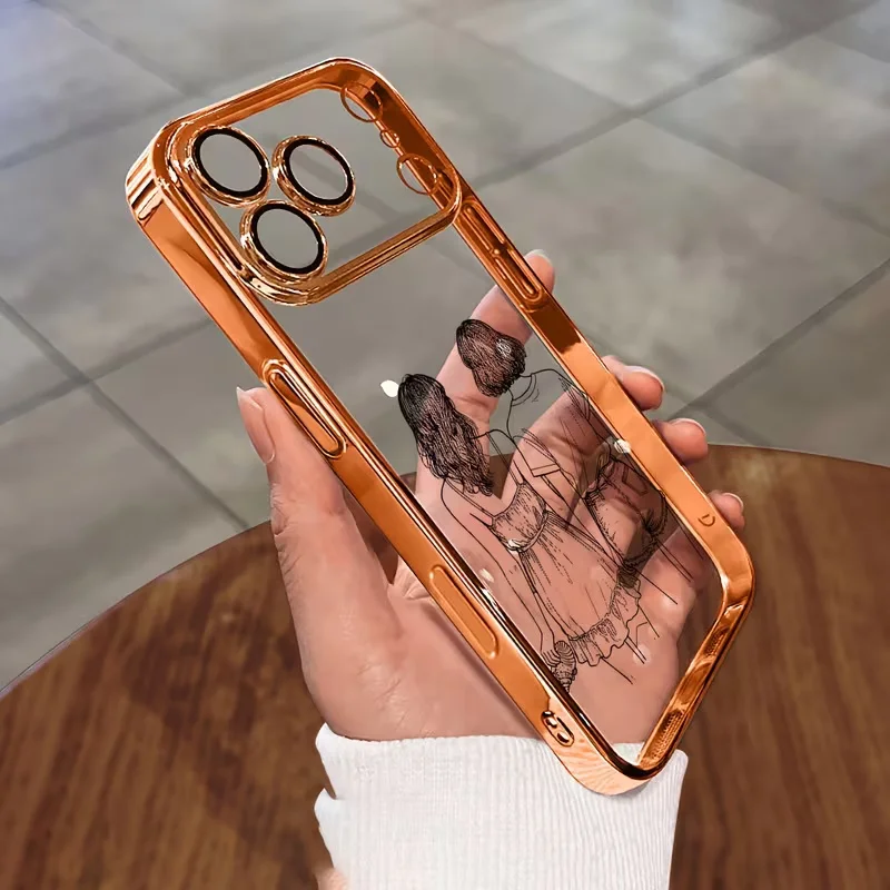 Personalized Customized Photo Sketch Lines Personalized Plating Transparent TPU Case thumbnail 6