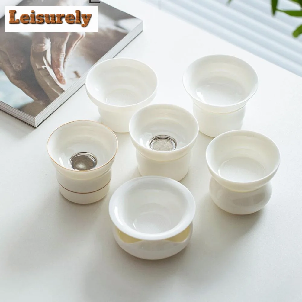 Dehua Sheep Fat Jade White Porcelain Tea Infusor Luxury Tea Rack Tea Strainer Household Tea Soaking Tea Filter Tea Services Gift