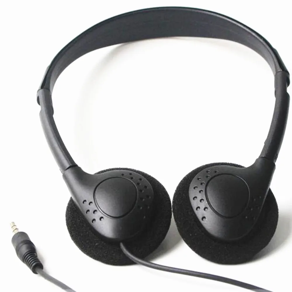Low Cost On Ear Headphones 3.5MM plug , l.2M stereo cord for hospital, trains , buses headsets