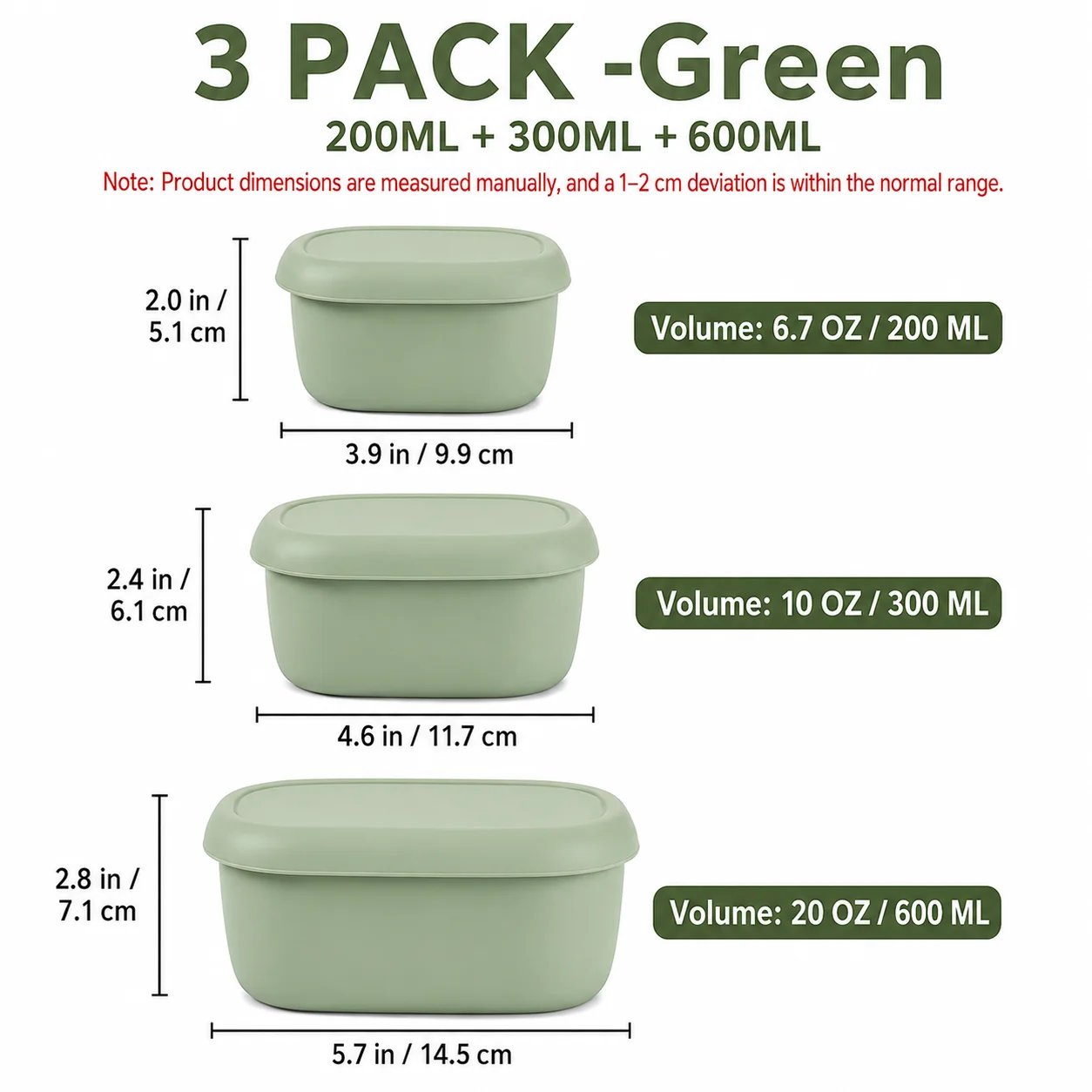 Set of 3 Reusable Silicone Bento Box Containers with Lids - Dishwasher & Microwave Safe for Food Storage and Lunch Prep