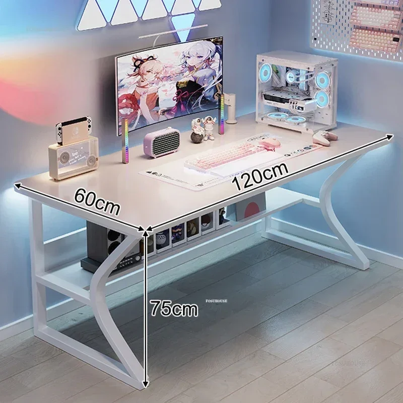 Simple White Computer Desks Desktop Home Office Desk and Chair Set Simple Bedroom Study Desks Modern E-sports Gaming Table M