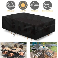 Durable Waterproof Outdoor Furniture Cover - Rectangular Garden Weatherproof Protector - 160x160x80cm (Black)