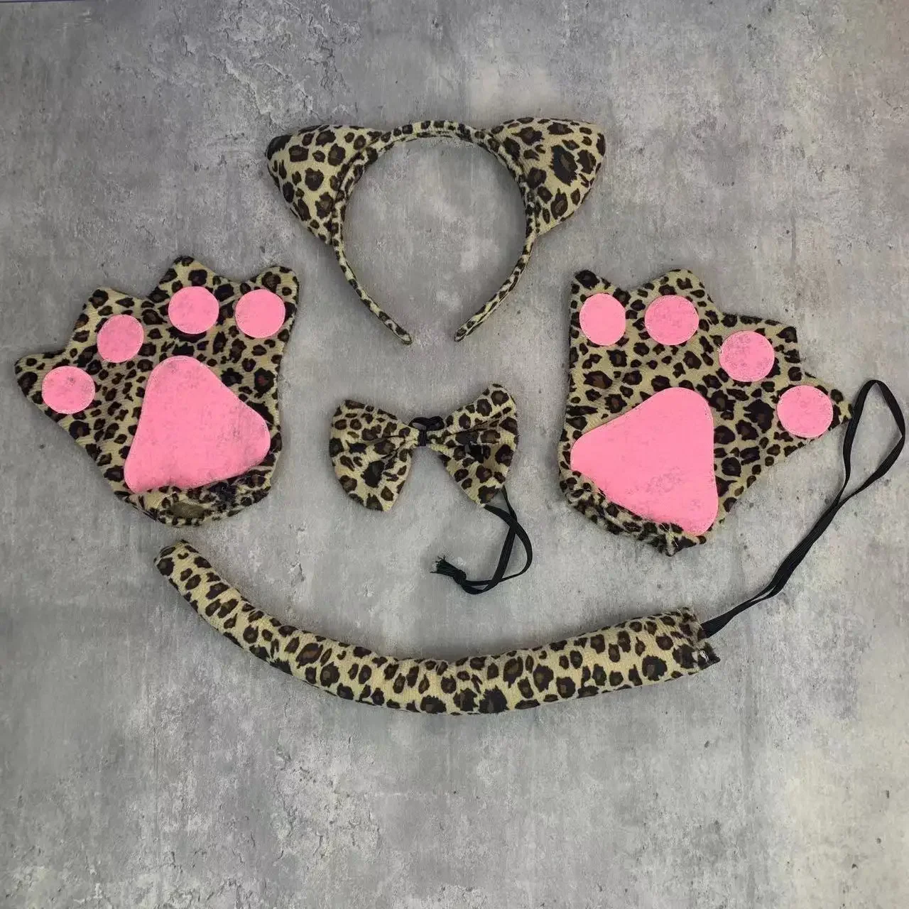 Sexy Leopard Ear Headband Costume Set Role Playing Accessories Makeup Party Ball Masks Stickers Tail Accessories Festival