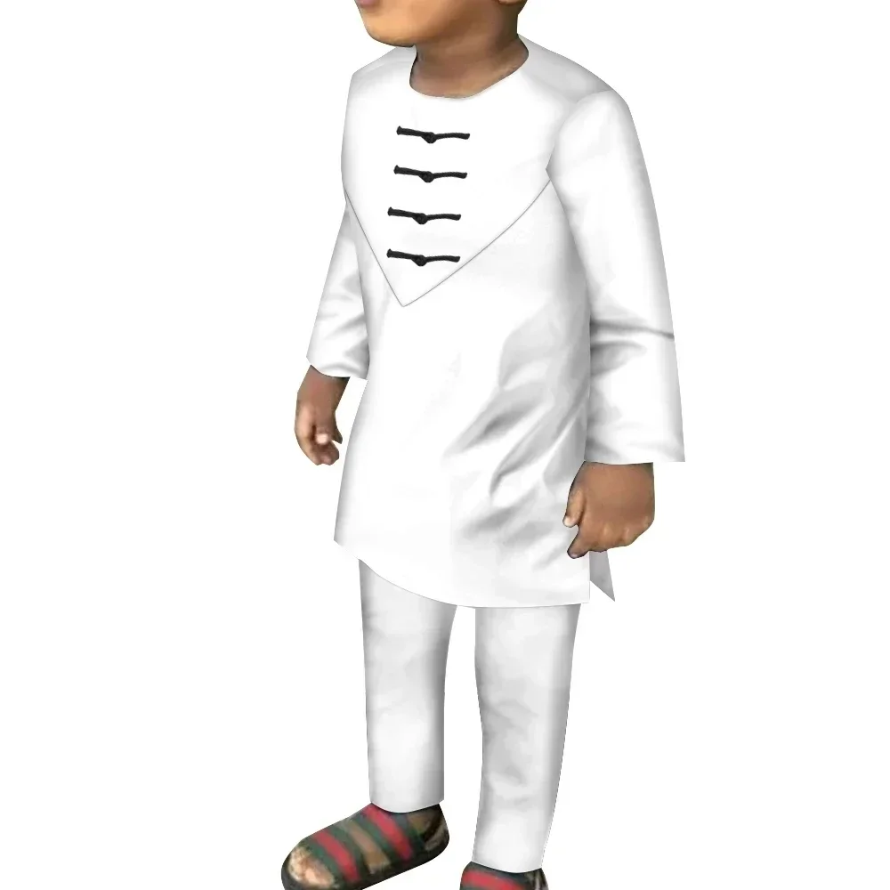 African Boy's Tops and Pants Sets Plus Size Riche African Print Robes Sets Shirt and Pants Children Clothing WYT642