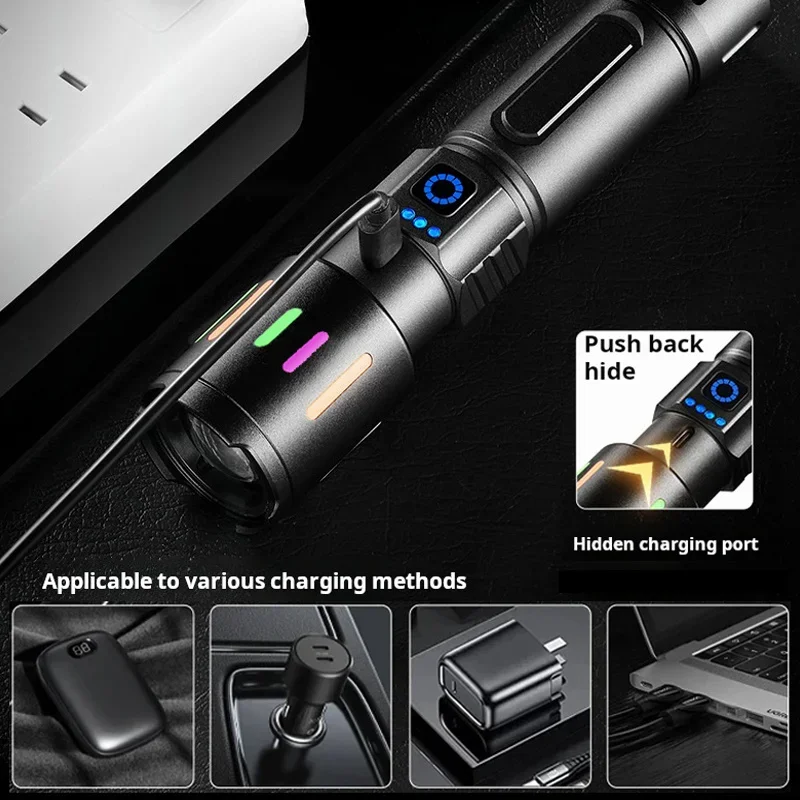 High-power LED Flashlight USB Charging Telescopic Zoom Long-distance Lighting Tactical Lantern Camping Outdoor Torch led flashlight camping lantern led lantern