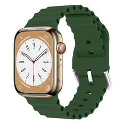 Silicone Ocean Band for Apple Watch - Durable and Stylish Strap (Olive green)