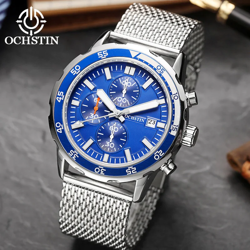 OCHSTIN Men's Waterproof Watch Multifunction Quartz Movement Business Light Luxury 2024 Pilot Series Men's Quartz Watch