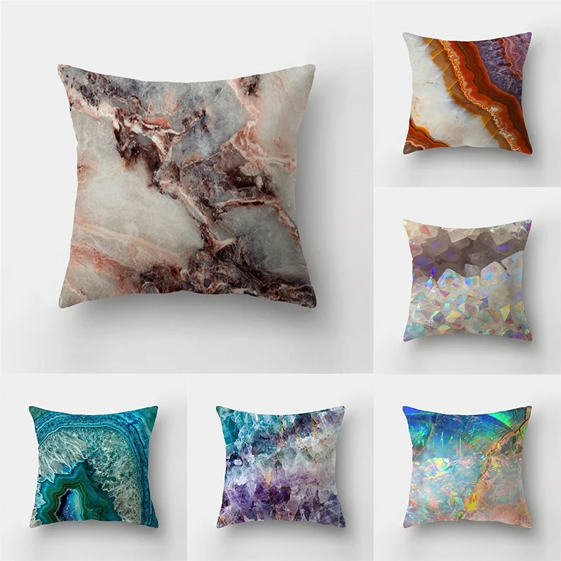 

45x45cm Marble Geometric Texture Pattern Throw Pillow Cover Living Room Sofa Office Car Seat Cushion Home Decor