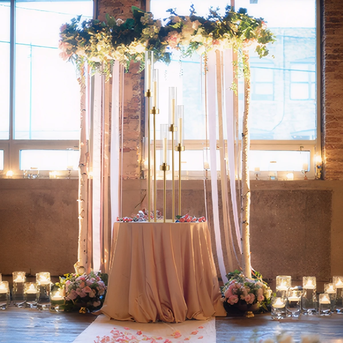 Gold 5-Arm Floor Candelabra Set 7