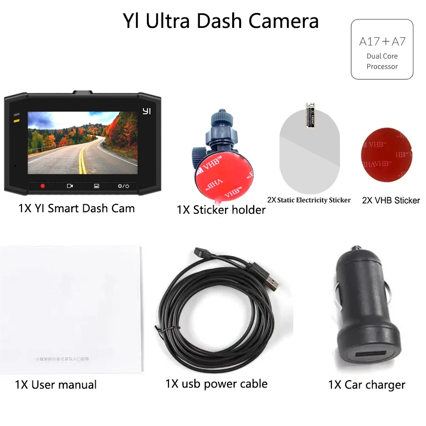 YI Smart Dash Cam For Car Screen Full HD 1080PDash Cam with