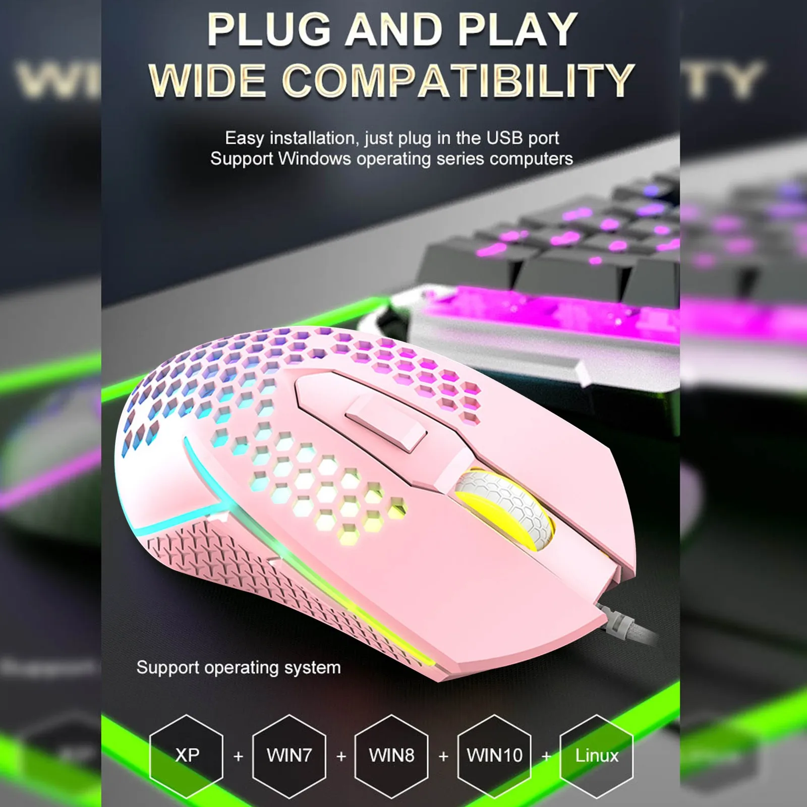 X8 Wired Gaming Mouse Portable Office Entertainment Mute Mechanical Desktop Computer Notebook Honeycomb Luminous Mouse gaming mouse for large hands