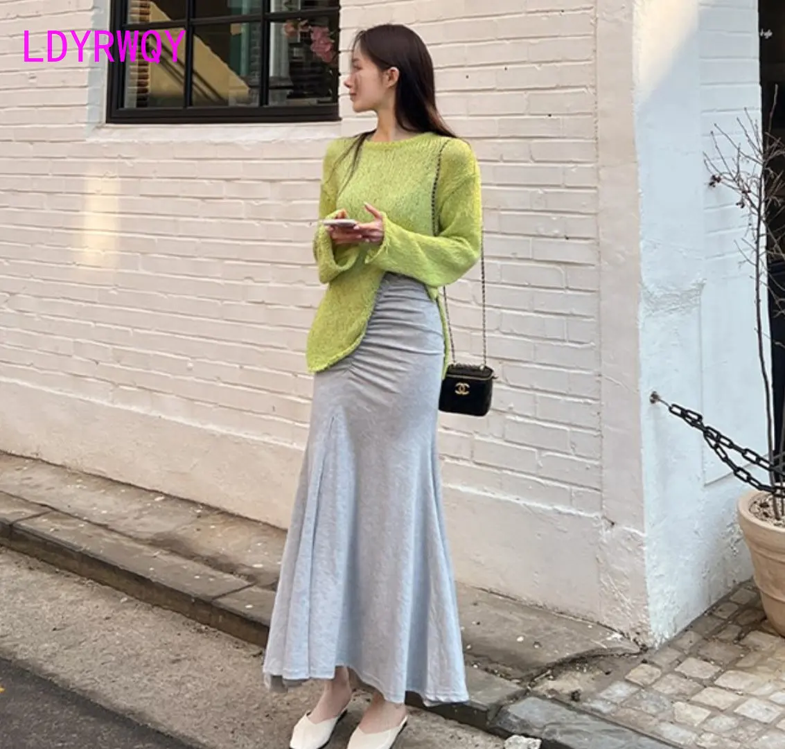 New Style Style Slim  Fold Asymmetric High Waist Versatile Half length Dress new style style slim fold asymmetric high waist versatile half length dress