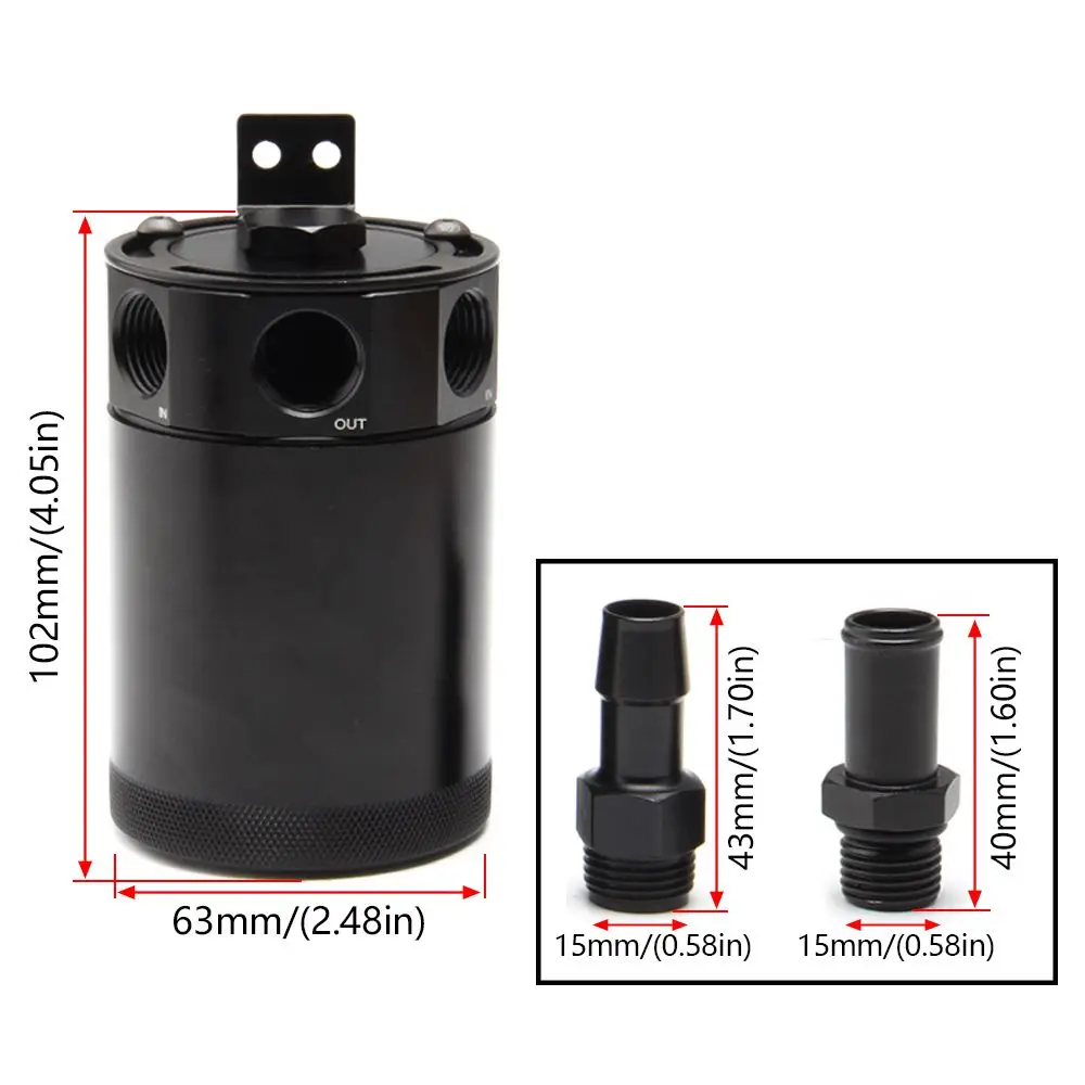 Oil Catch Can Universal Car Racing Baffled Aluminum 2-Port/3-Port Oil Catch Can Tank Reservoir Separator