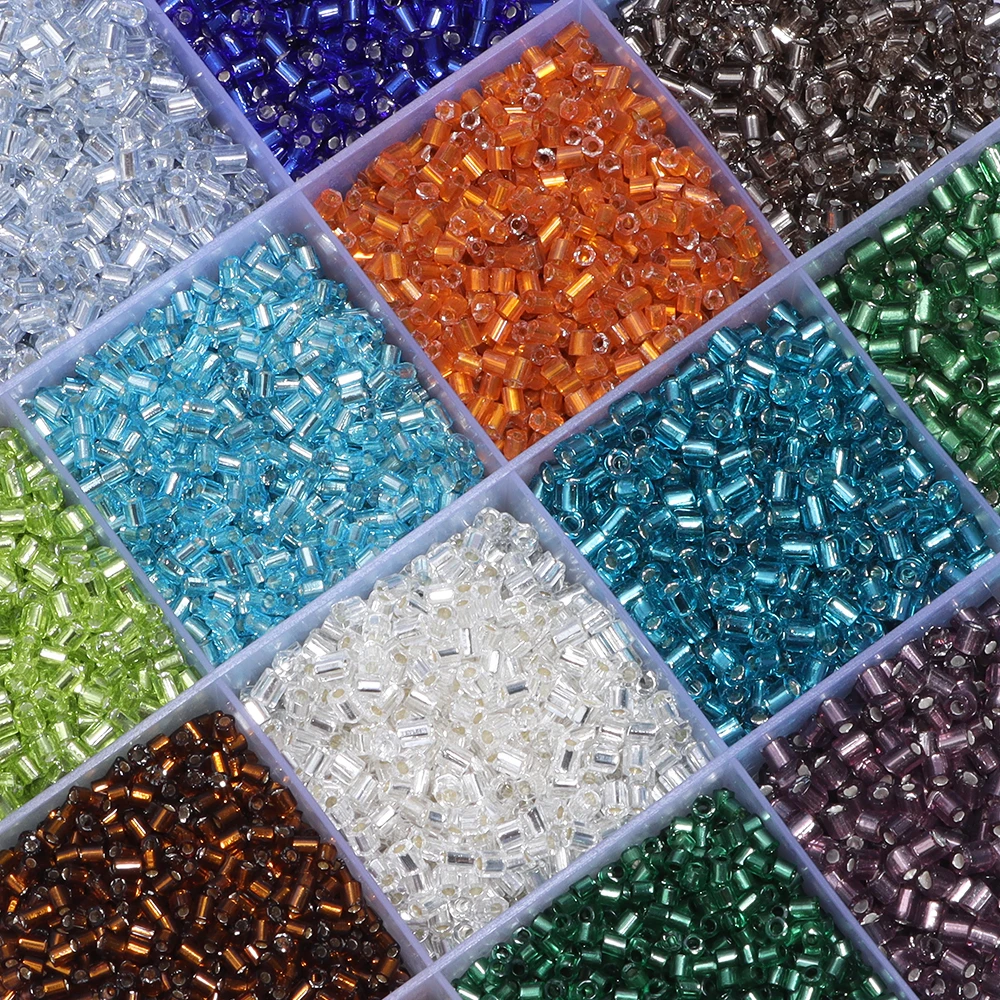 430-2150Pcs/Lot 2.5mm Glass Seed Beads Silver Inside Tubular Spacer Beads For DIY Craft Ornament Making Clothing Finding Accesso