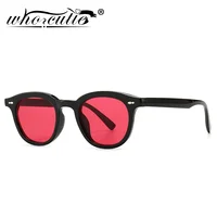 WHO CUTIE Fashion Vintage Square Sunglasses Women Brand Design Rivet Frame Red Lens Retro Acetate Sun Glasses Shades Men S380 1
