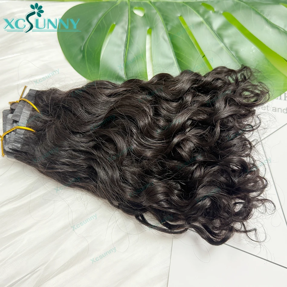 Seamless PU Clip In Human Hair Extensions Burmese Curly Clips Hair Styles Invisible Clip Ins Human Hair Water Wave For Women 5