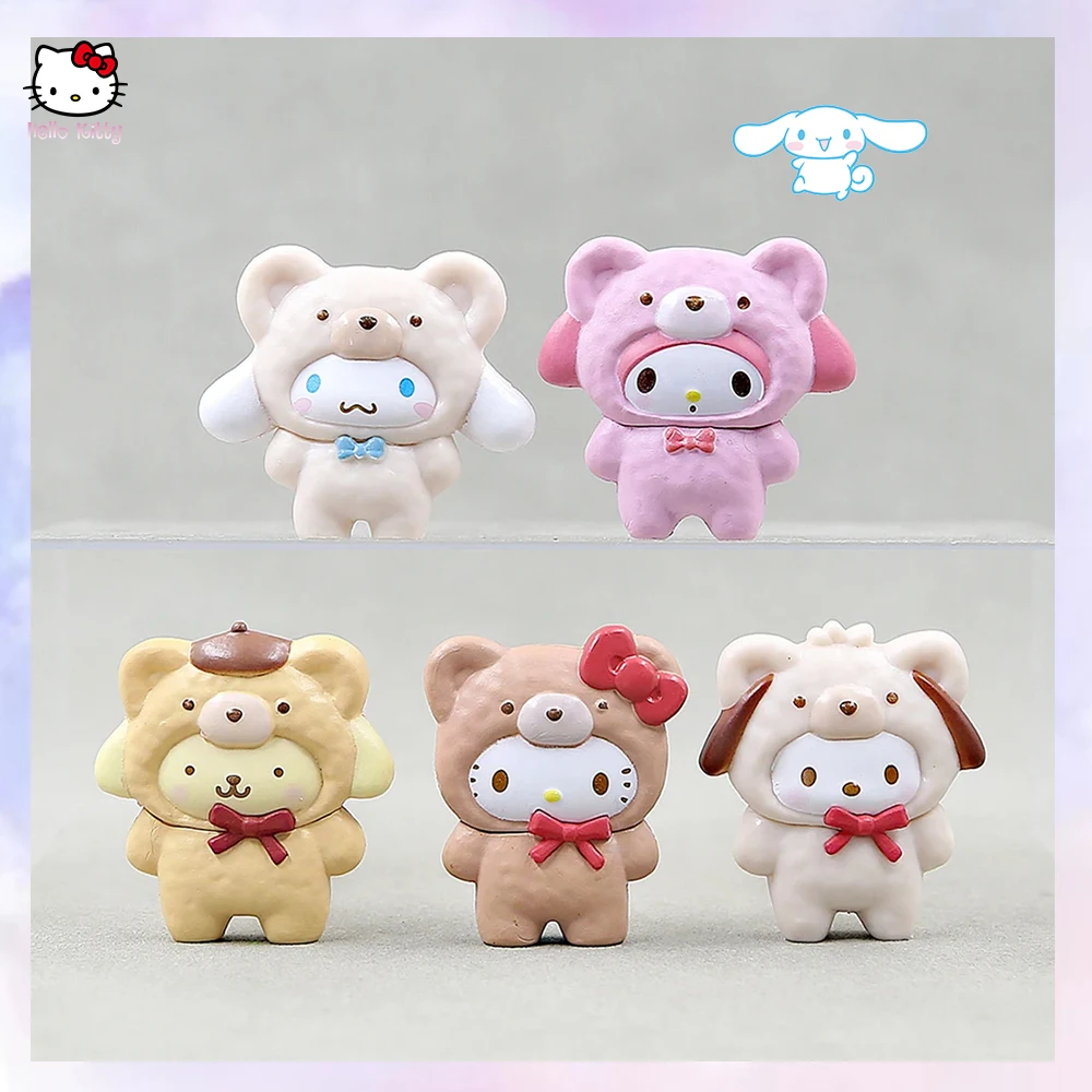 

Мини фигурки из аниме Hello Kitty 5 см, фигурка Sanrioed Cinnamoroll Melody Pachacco Pom Purin Kuromi, коллекционные предметы, детские игрушки, подарки